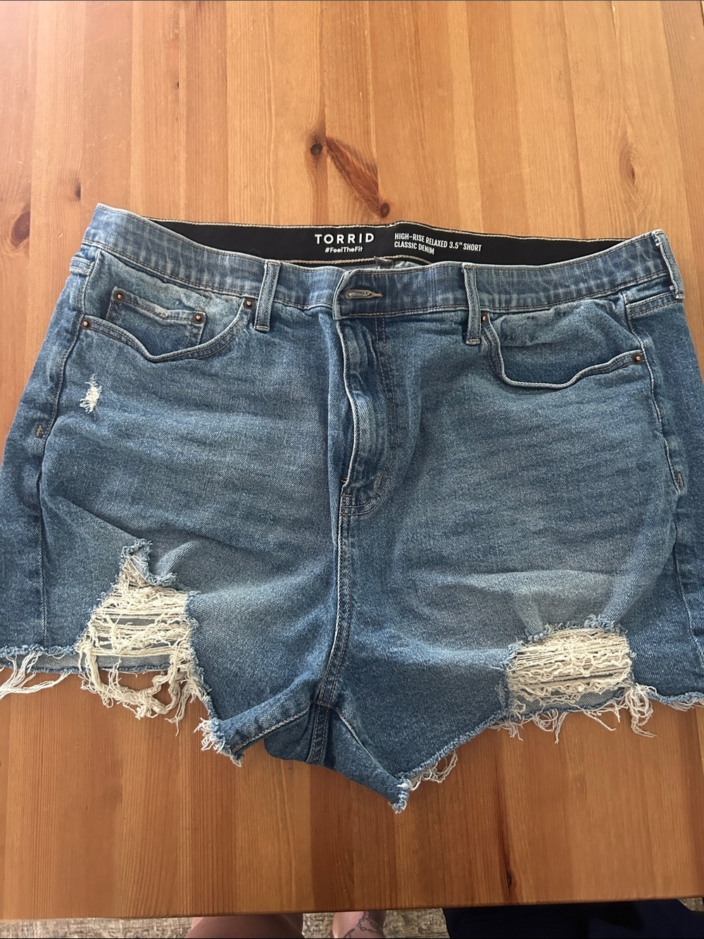 torrid Light Blue Ripped Denim Shorts